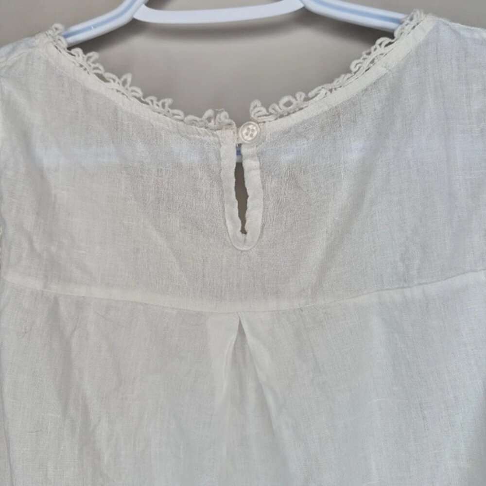 Bellambra Italian 100 Linen White Lace Detail  Sleeveless Blouse Women Small - Picture 10 of 11